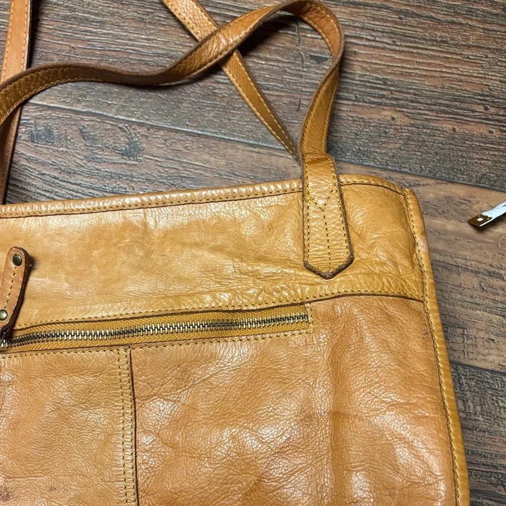 American Leather Company Tan Woven Tote - Picture 6 of 8